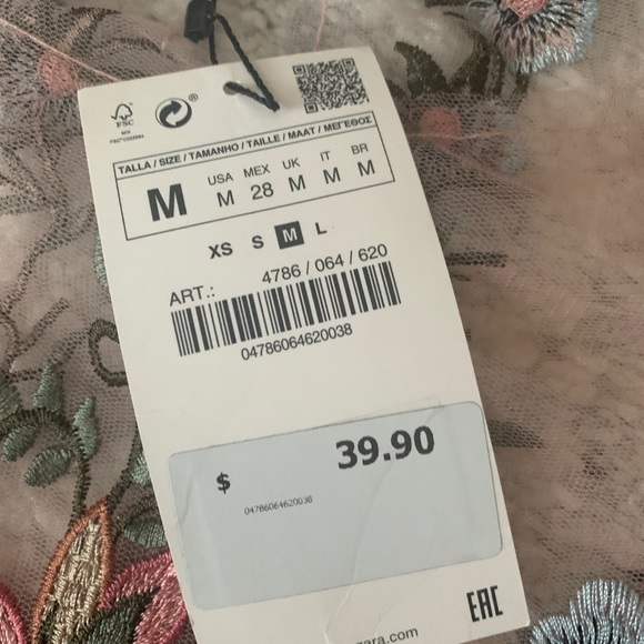NWT ZARA PINK EMBROIDERED TOP - Picture 5 of 8